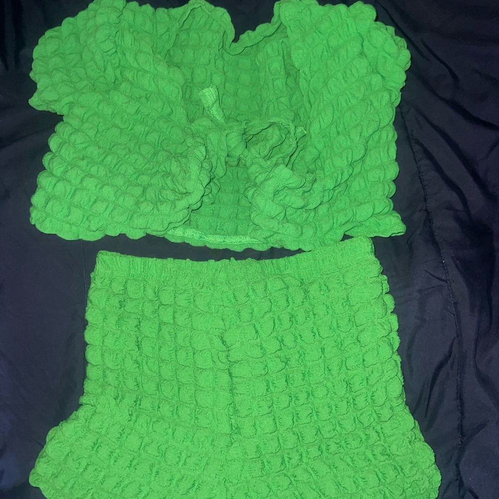 Bold Green Textured Outfit